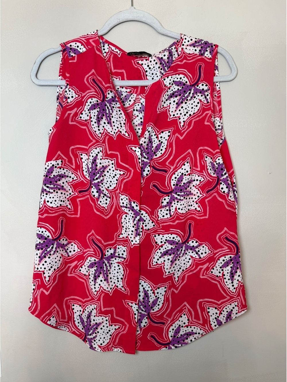 Dalia Women's Medium Sleeveless Floral Print Blouse, Red with Purple and White